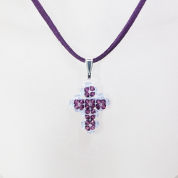 Pendant 45cm - Trina-Purple Suedine - Pendant 45cm - Laiton argenté